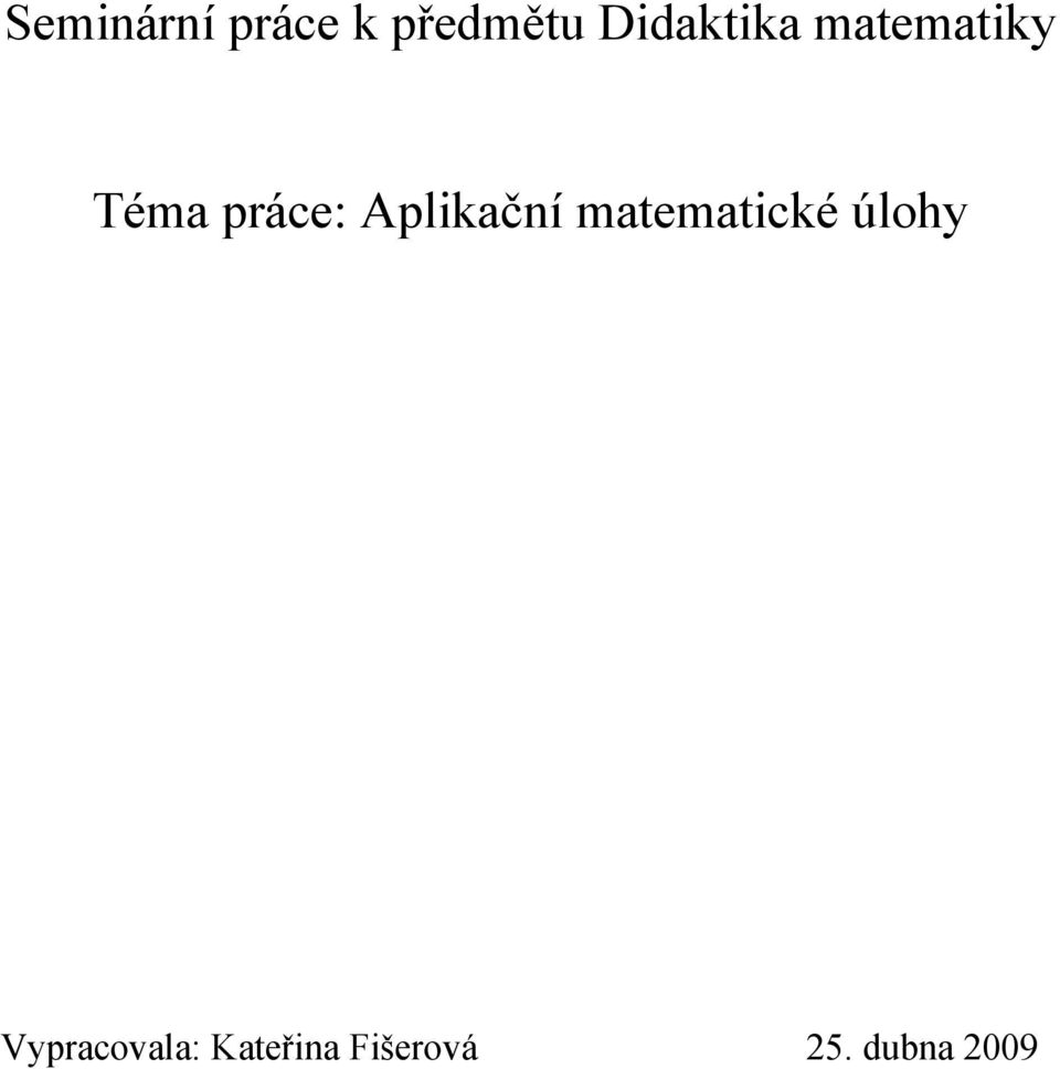 Aplikační matematické úlohy