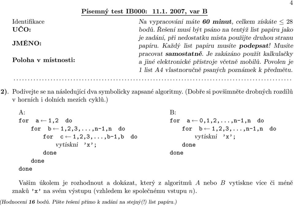 ..,b-1,b do B: for a 0,1,2,...,n-1,n do for b 1,2,3,.