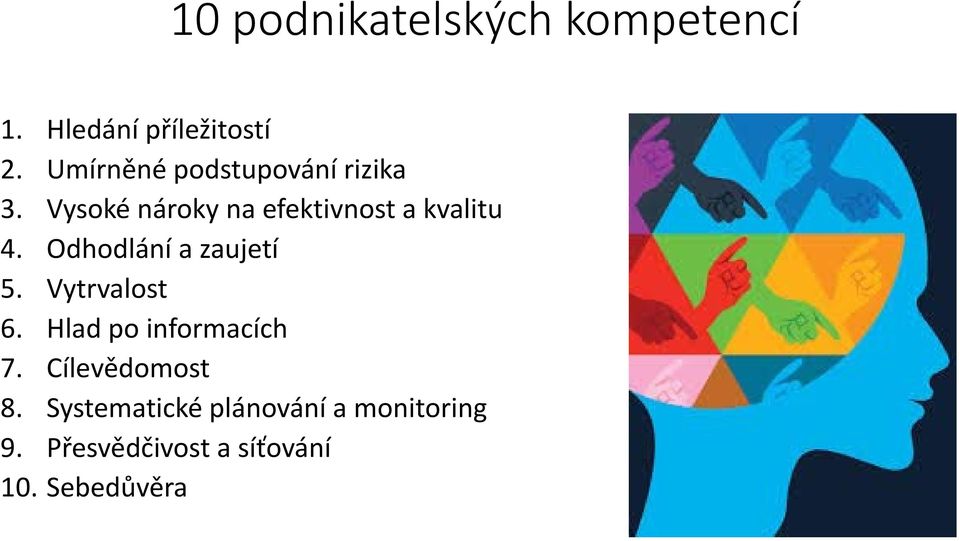 Vysoké nároky na efektivnost a kvalitu 4. Odhodlání a zaujetí 5.