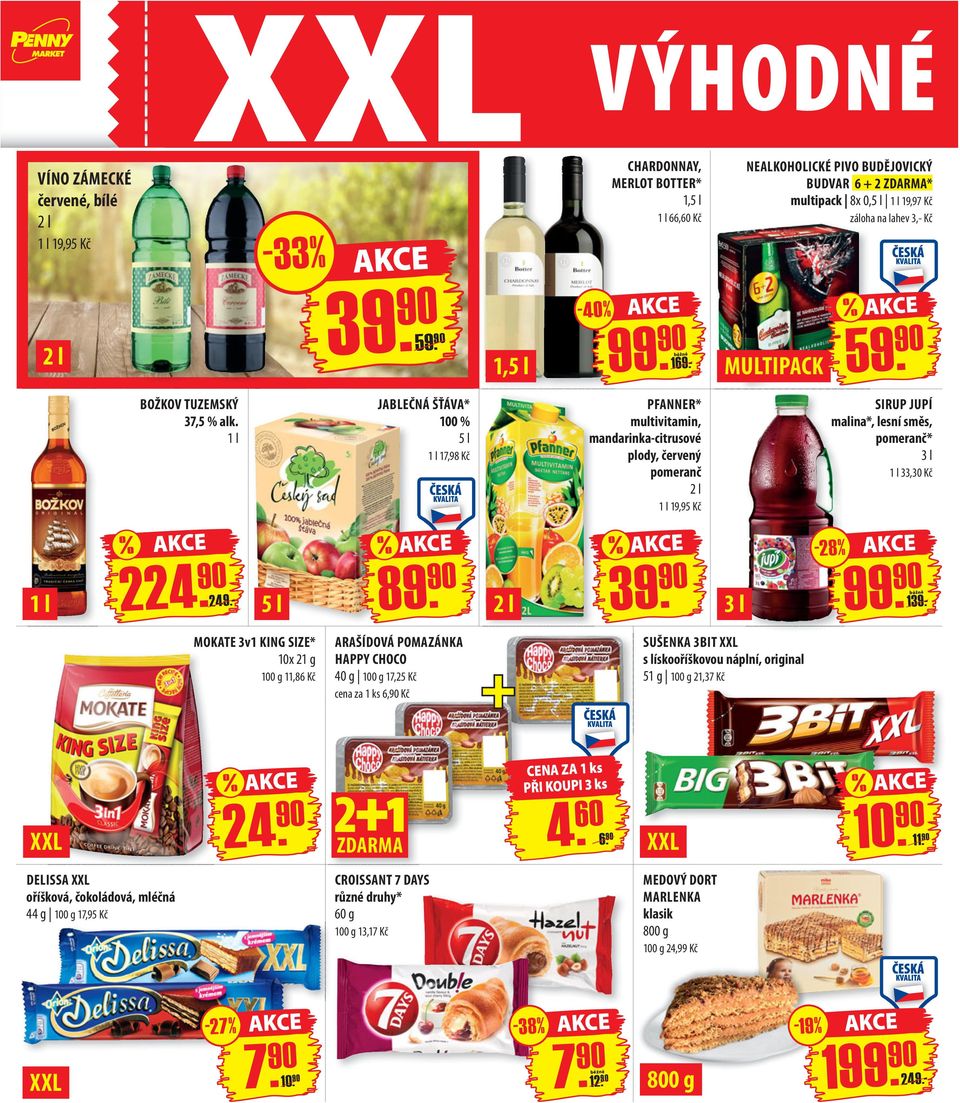 1 l JABLEČNÁ ŠŤÁVA* 100 % 5 l 1 l 17,98 Kč PFANNER* multivitamin, mandarinka-citrusové ply, červený pomeranč 2 l 1 l 19,95 Kč SIRUP JUPÍ malina*, lesní směs, pomeranč* 3 l 1 l 33,30 Kč % % % -28% 1 l