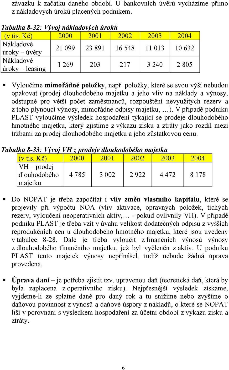 položky, které se svou výší nebudou opakovat (prodej dlouhodobého majetku a jeho vliv na náklady a výnosy, odstupné pro větší počet zaměstnanců, rozpouštění nevyužitých rezerv a z toho plynoucí