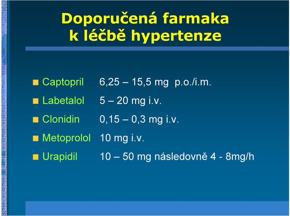 Urapidil 6,25 15,5 mg p.o./i.m. 5 20 mg i.v.