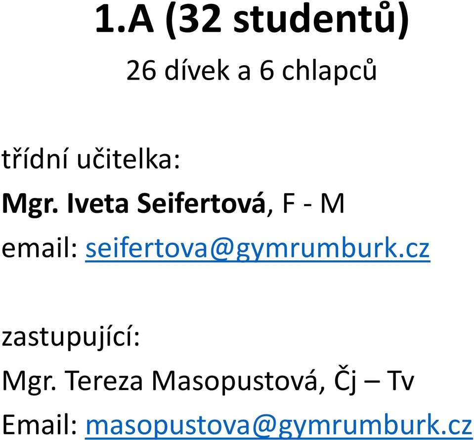 Iveta Seifertová, F - M email: