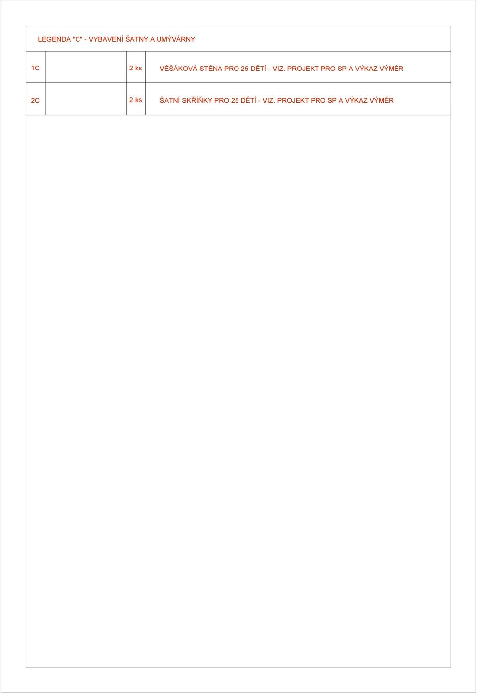 PROJEKT PRO SP A VÝKAZ VÝMĚR 2C ŠATNÍ