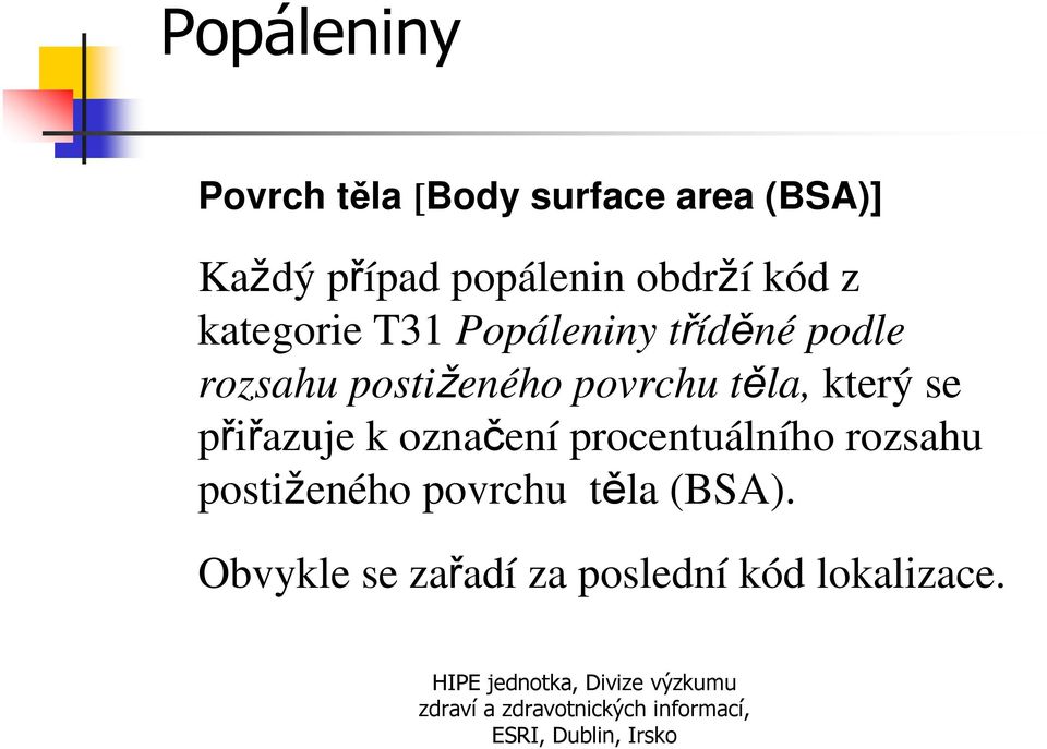 povrchu těla, který se přiřazuje k označení procentuálního rozsahu