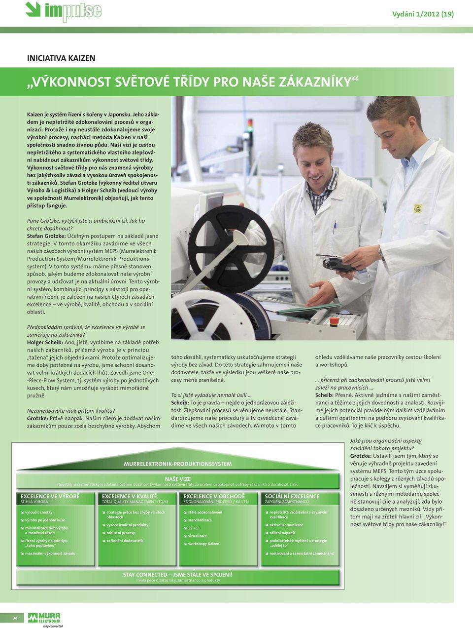 Naší vizí je cestou nepřetržitého a systematického vlastního zlepšování nabídnout zákazníkům výkonnost světové třídy.