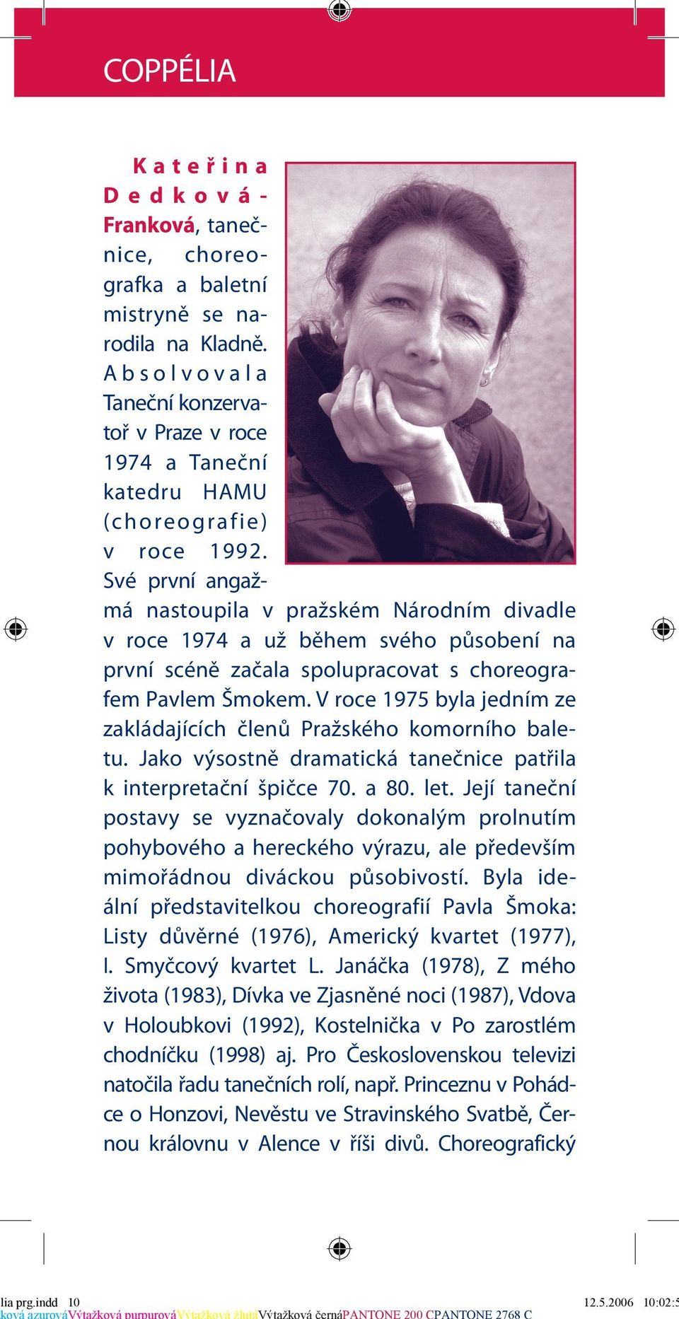 Své první angažmá nastoupila v pražském Národním divadle v roce 1974 a už během svého působení na první scéně začala spolupracovat s choreografem Pavlem Šmokem.