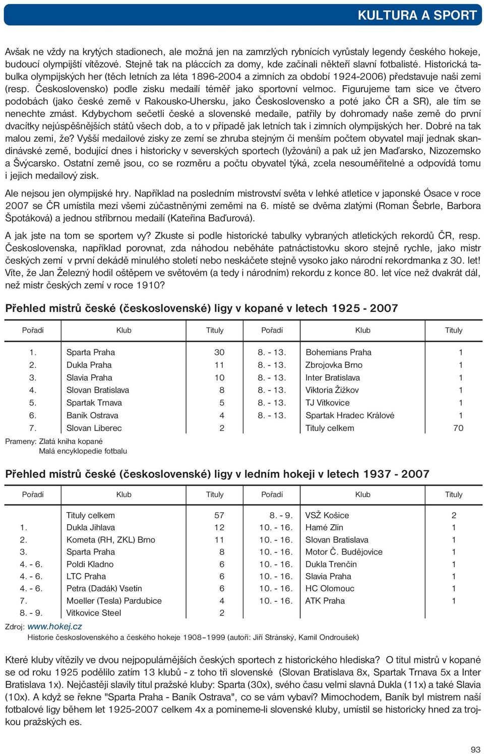 Československo) podle zisku medailí téměř jako sportovní velmoc.