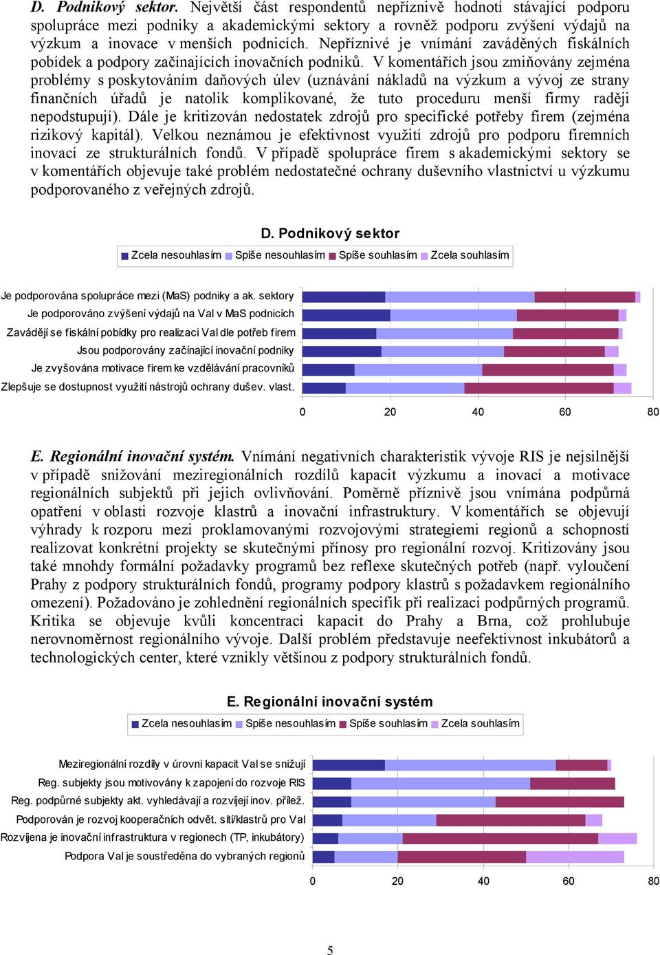 Nepříznivé je vnímání zaváděných fiskálních pobídek a podpory začínajících inovačních podniků.