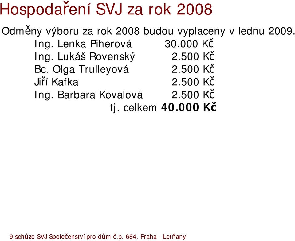 Lukáš Rovenský 2.500 Kč Bc. Olga Trulleyová 2.