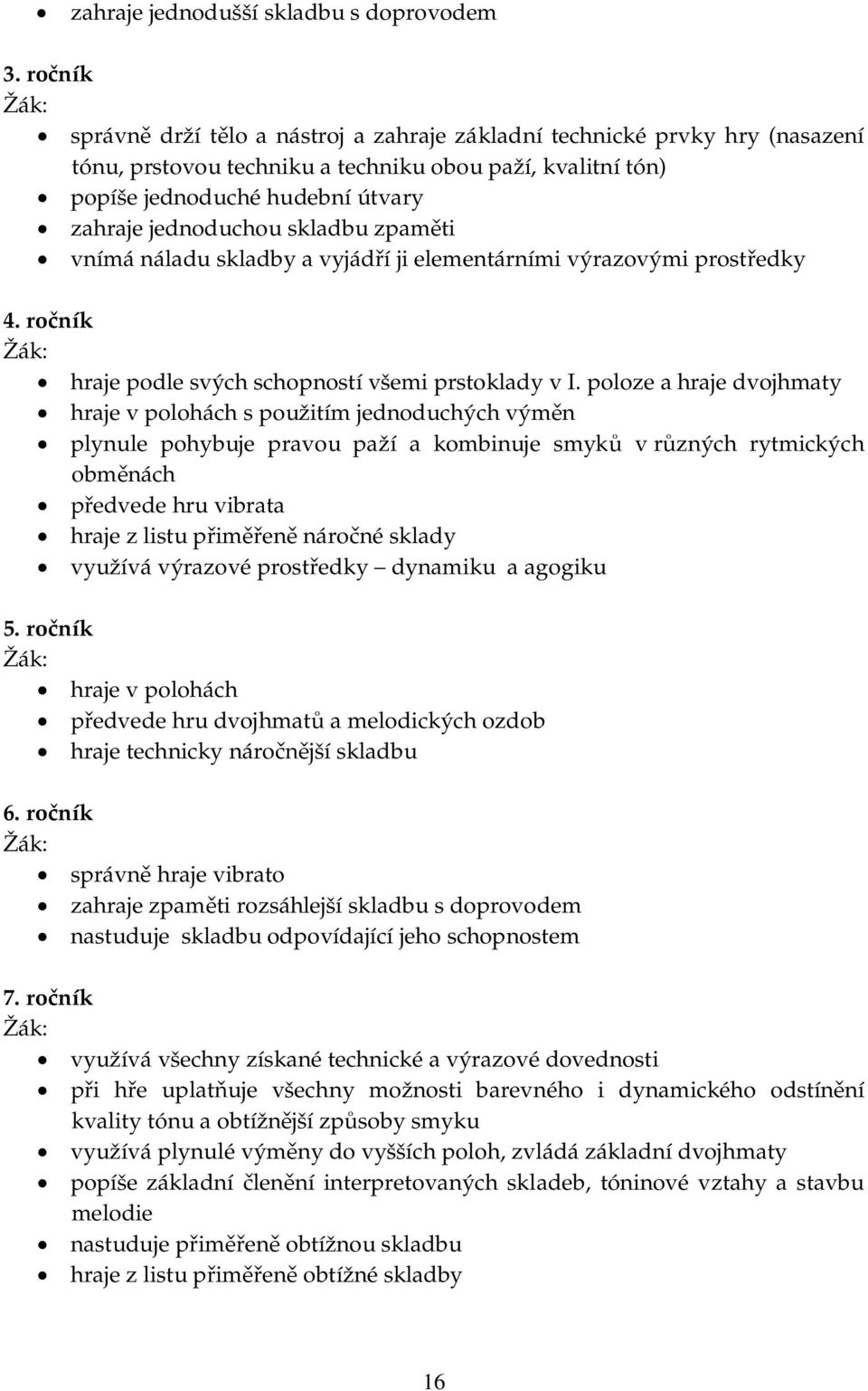 skladbu zpam ti vnímá náladu skladby a vyjád í ji elementárními výrazovými prost edky 4. ro ník hraje podle svých schopností všemi prstoklady v I.