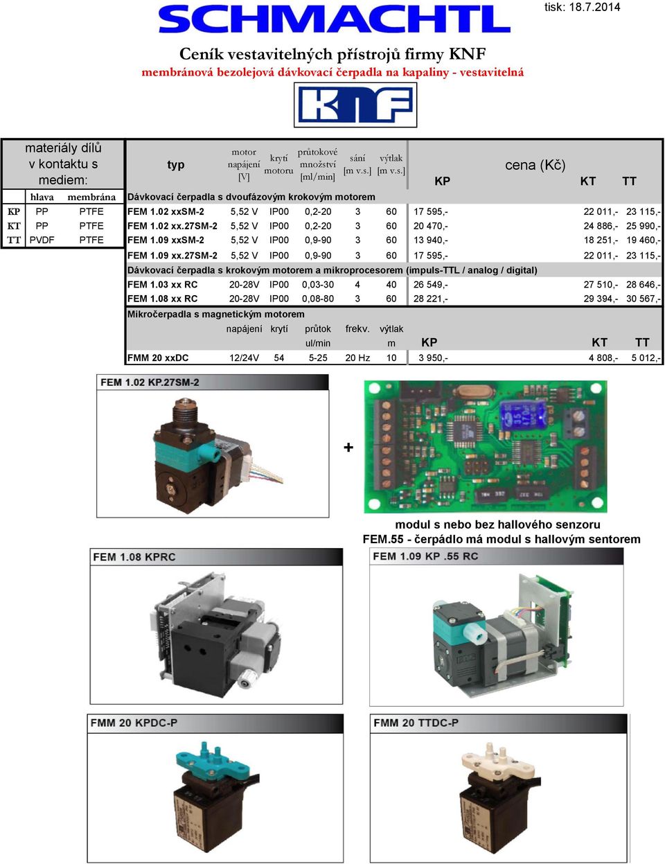 09 xxsm-2 5,52 V IP00 0,9-90 3 60 13 940,- 18 251,- 19 460,- FEM 1.09 xx.27sm-2 5,52 V IP00 0,9-90 3 60 17 595,- 22 011,- 23 115,- Dávkovací čerpadla s krokovým em a mikroprocesorem (impuls-ttl / analog / digital) FEM 1.