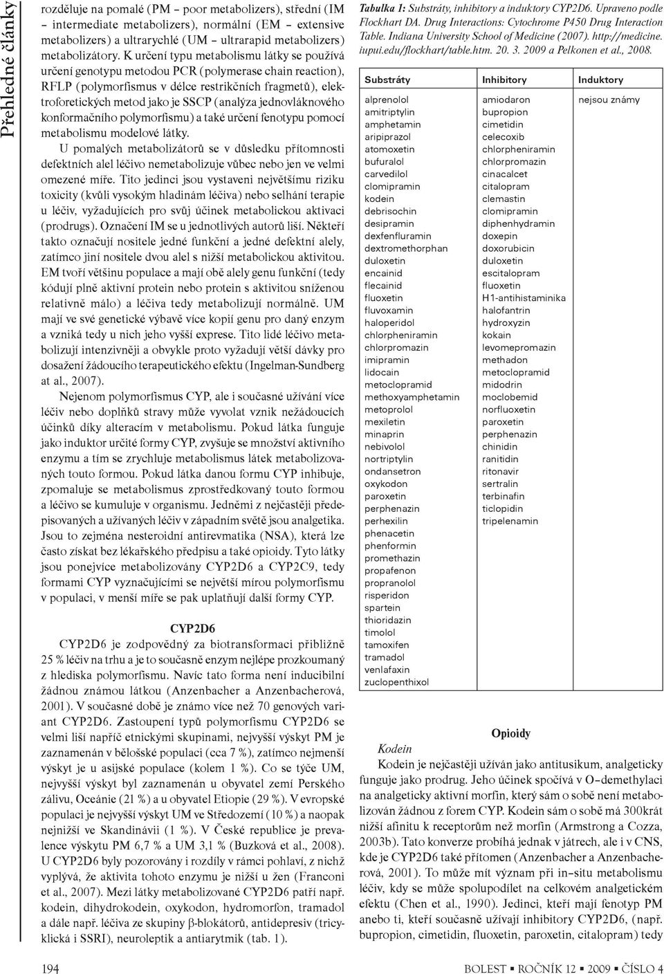 jednovláknového konformaèního polymorfismu) a také urèení fenotypu pomocí metabolismu modelové látky.