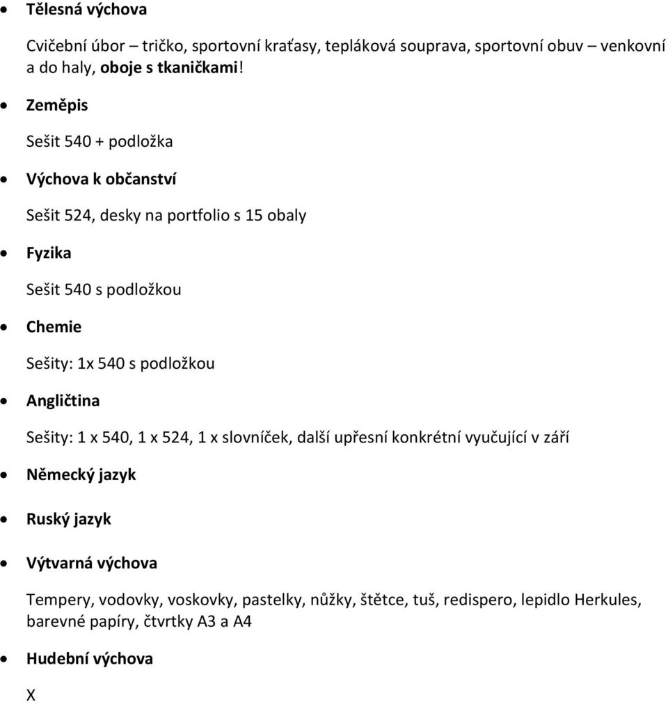 540 s podložkou Chemie Sešity: 1x