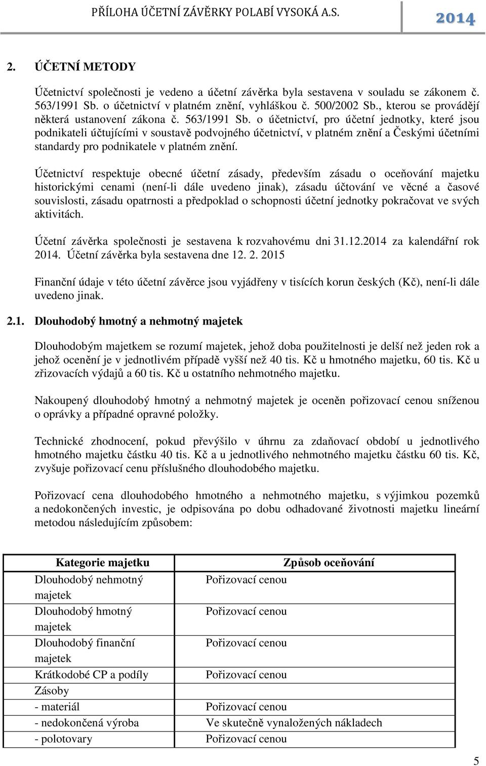 o účetnictví, pro účetní jednotky, které jsou podnikateli účtujícími v soustavě podvojného účetnictví, v platném znění a Českými účetními standardy pro podnikatele v platném znění.