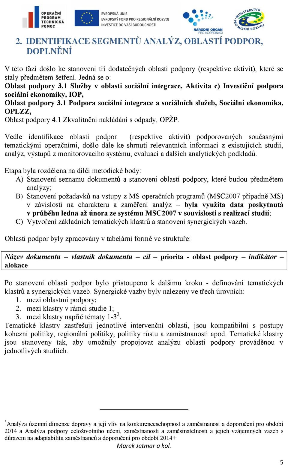 1 Podpora sociální integrace a sociálních služeb, Sociální ekonomika, OPLZZ, Oblast podpory 4.1 Zkvalitnění nakládání s odpady, OPŽP.