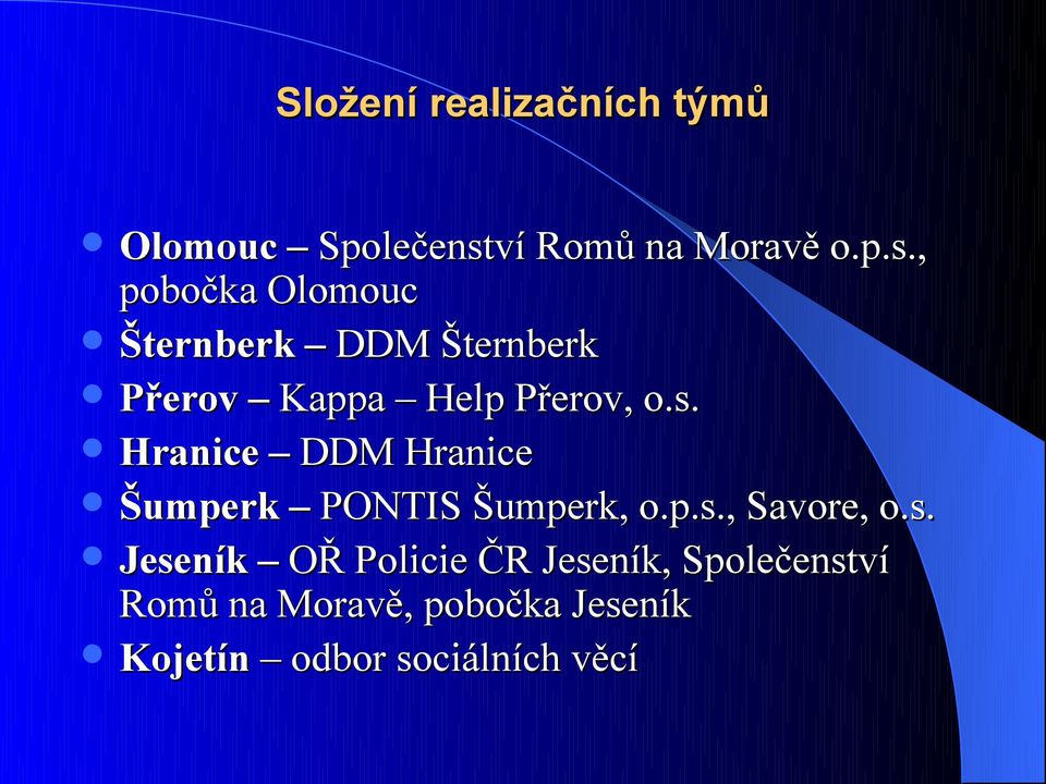 , pobočka Olomouc Šternberk DDM Šternberk Přerov Kappa Help Přerov, o.s.