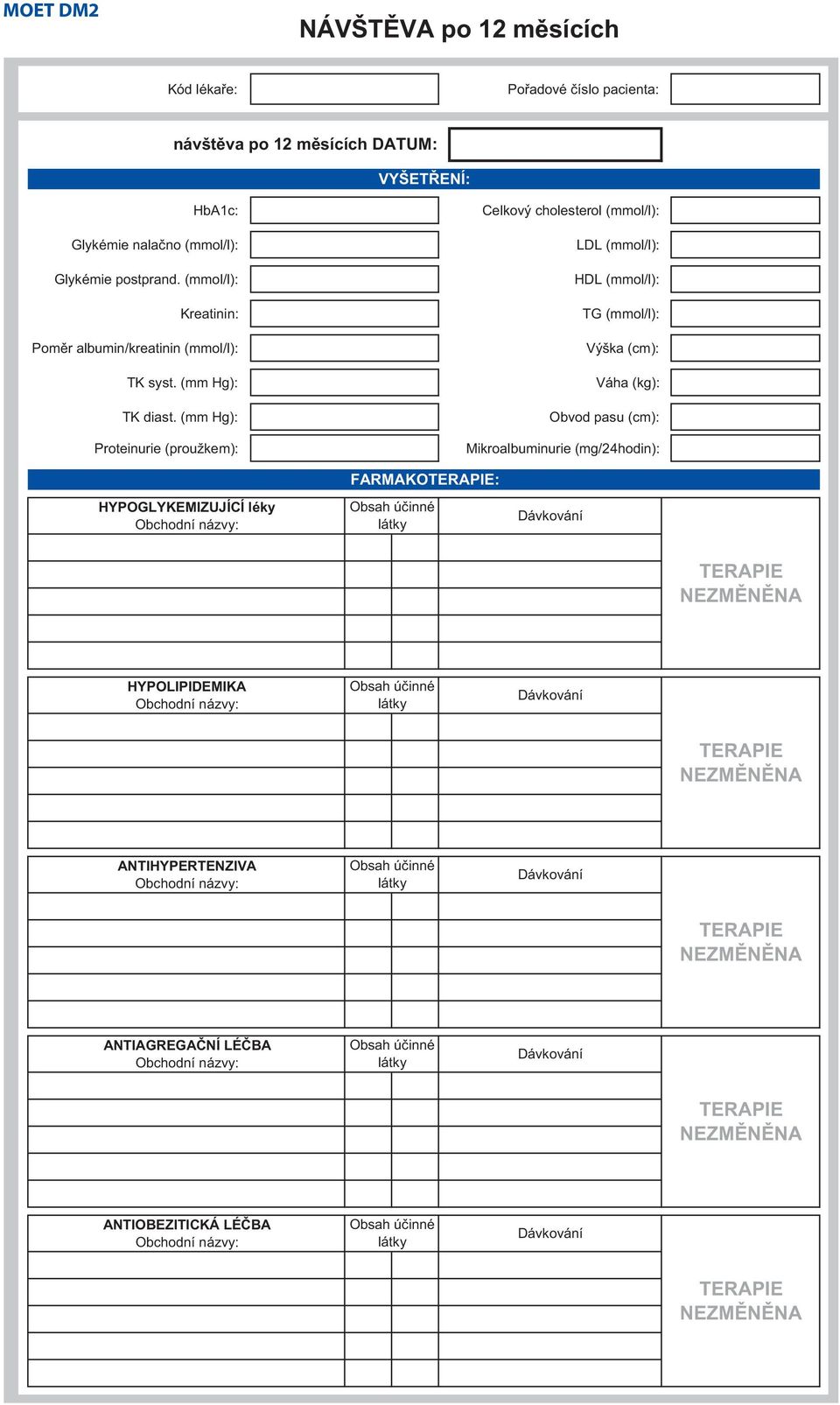 (mm Hg): Proteinurie (proužkem): Celkový cholesterol (mmol/l): LDL (mmol/l):