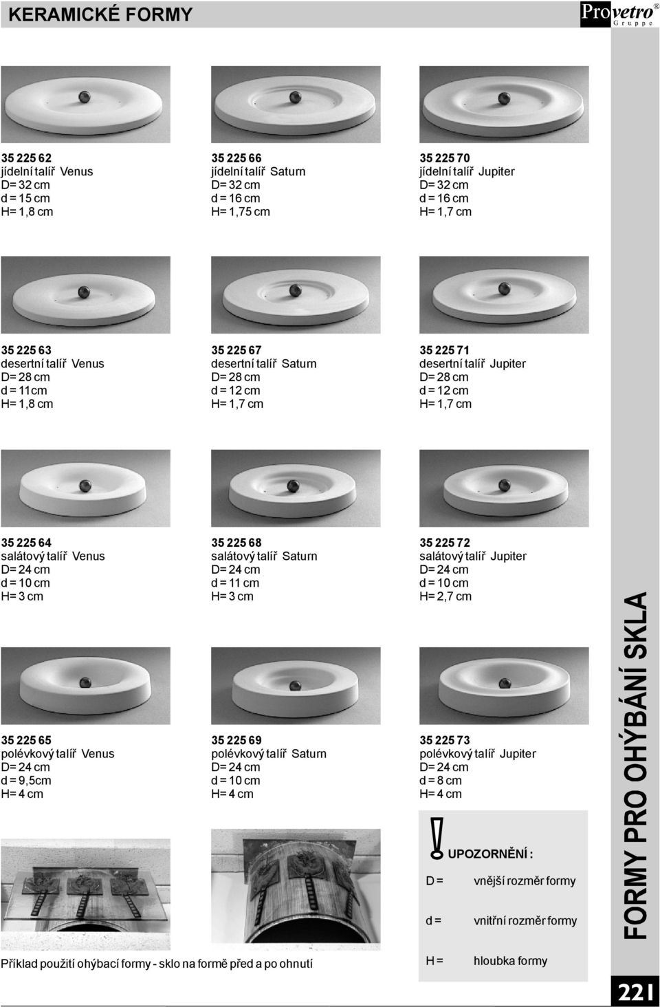 Saturn D=24cm d=11cm H=3cm 3522572 salátový Jupiter D=24cm d=10cm H=2,7cm 3522565 polévkový Venus D=24cm d=9,5cm H=4cm 3522569 polévkový Saturn D=24cm d=10cm H=4cm