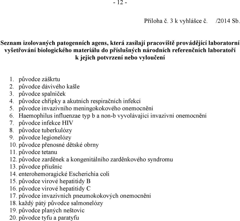 vyloučení 1. původce záškrtu 2. původce dávivého kašle 3. původce spalniček 4. původce chřipky a akutních respiračních infekcí 5. původce invazivního meningokokového onemocnění 6.