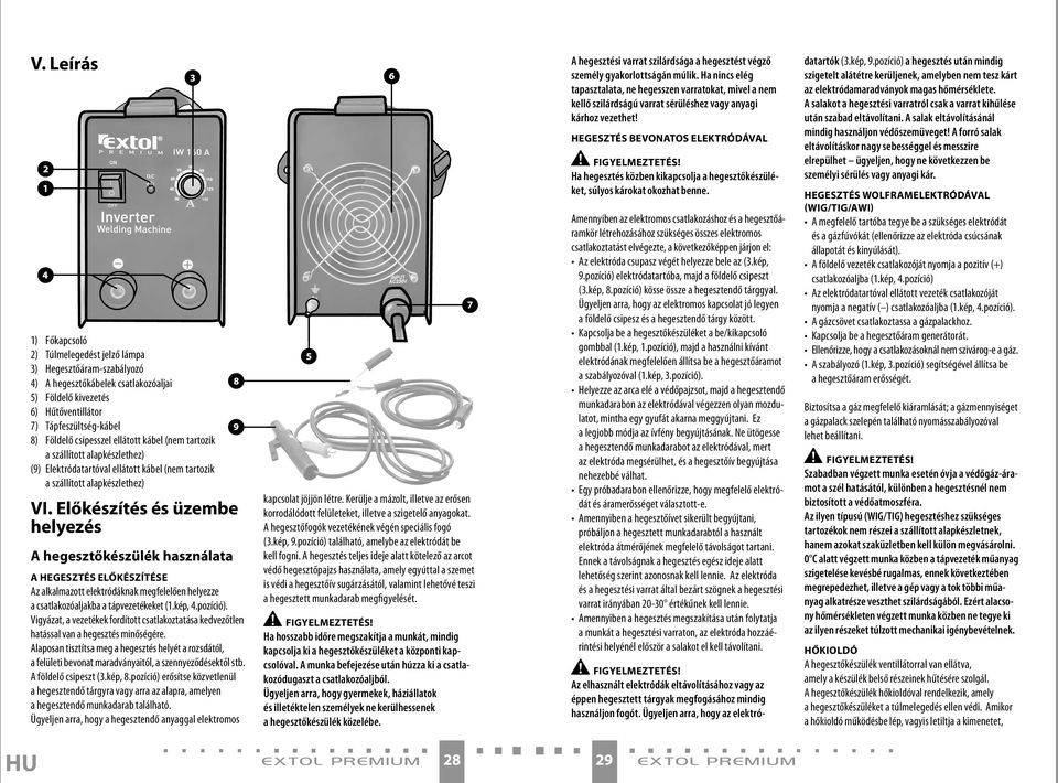 Előkészítés és üzembe helyezés A hegesztőkészülék használata A HEGESZTÉS ELŐKÉSZÍTÉSE Az alkalmazott elektródáknak megfelelően helyezze a csatlakozóaljakba a tápvezetékeket (1.kép, 4.pozíció).