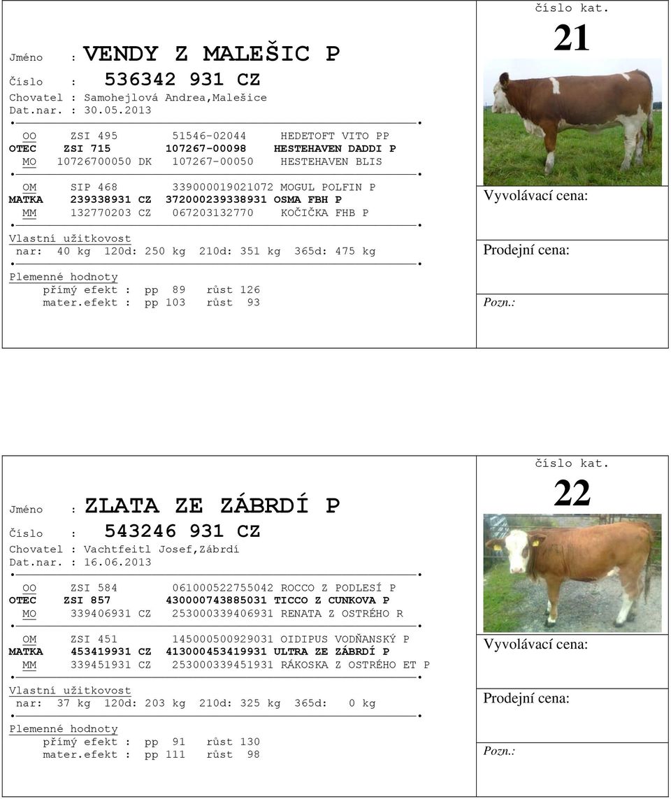 372000239338931 OSMA FBH P MM 132770203 CZ 067203132770 KOČIČKA FHB P nar: 40 kg 120d: 250 kg 210d: 351 kg 365d: 475 kg přímý efekt : pp 89 růst 126 mater.