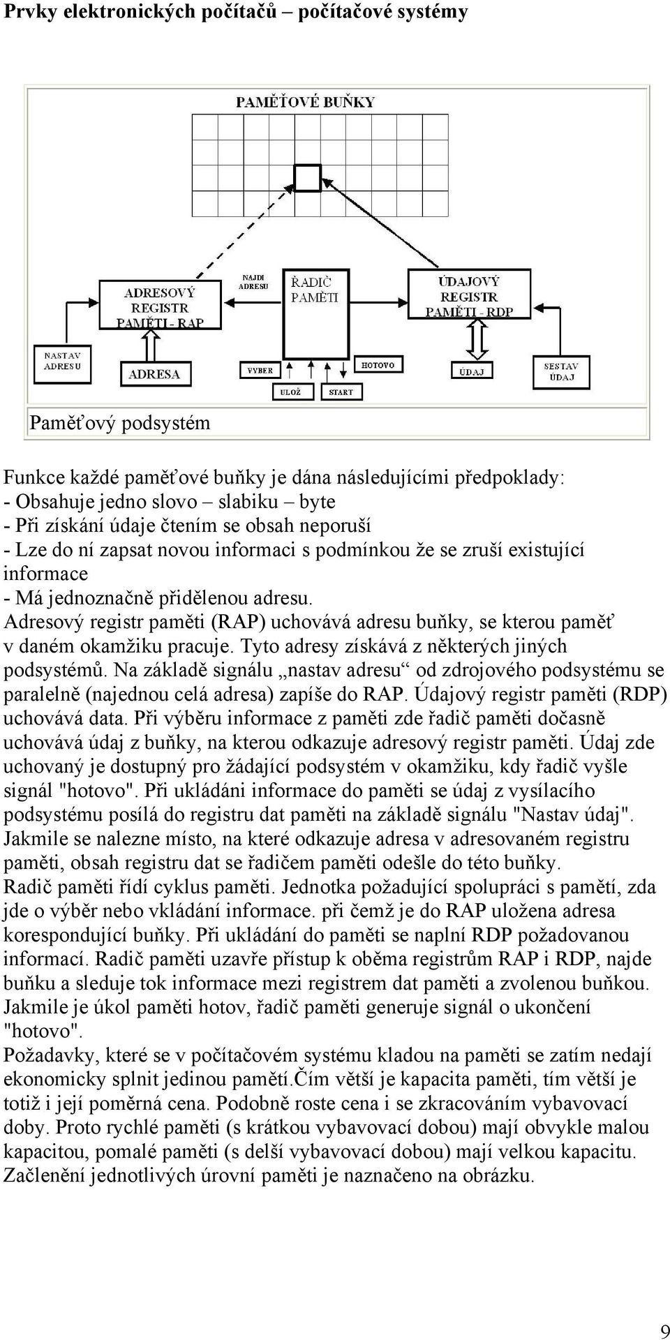 Tyto adresy získává z některých jiných podsystémů. Na základě signálu nastav adresu od zdrojového podsystému se paralelně (najednou celá adresa) zapíše do RAP.