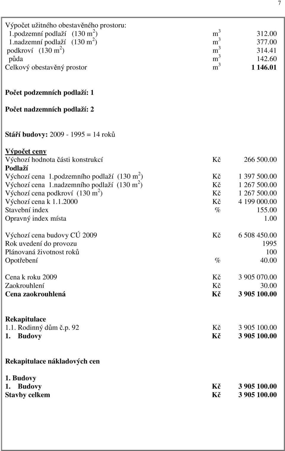 00 Podlaží Výchozí cena 1.podzemního podlaží (130 m 2 ) Kč 1 397 500.00 Výchozí cena 1.nadzemního podlaží (130 m 2 ) Kč 1 267 500.00 Výchozí cena podkroví (130 m 2 ) Kč 1 267 500.00 Výchozí cena k 1.