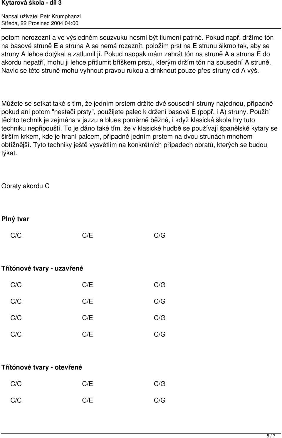 Obraty akordů. 1. C, E, G 2. E, G, c 3. G, c, e - PDF Free Download