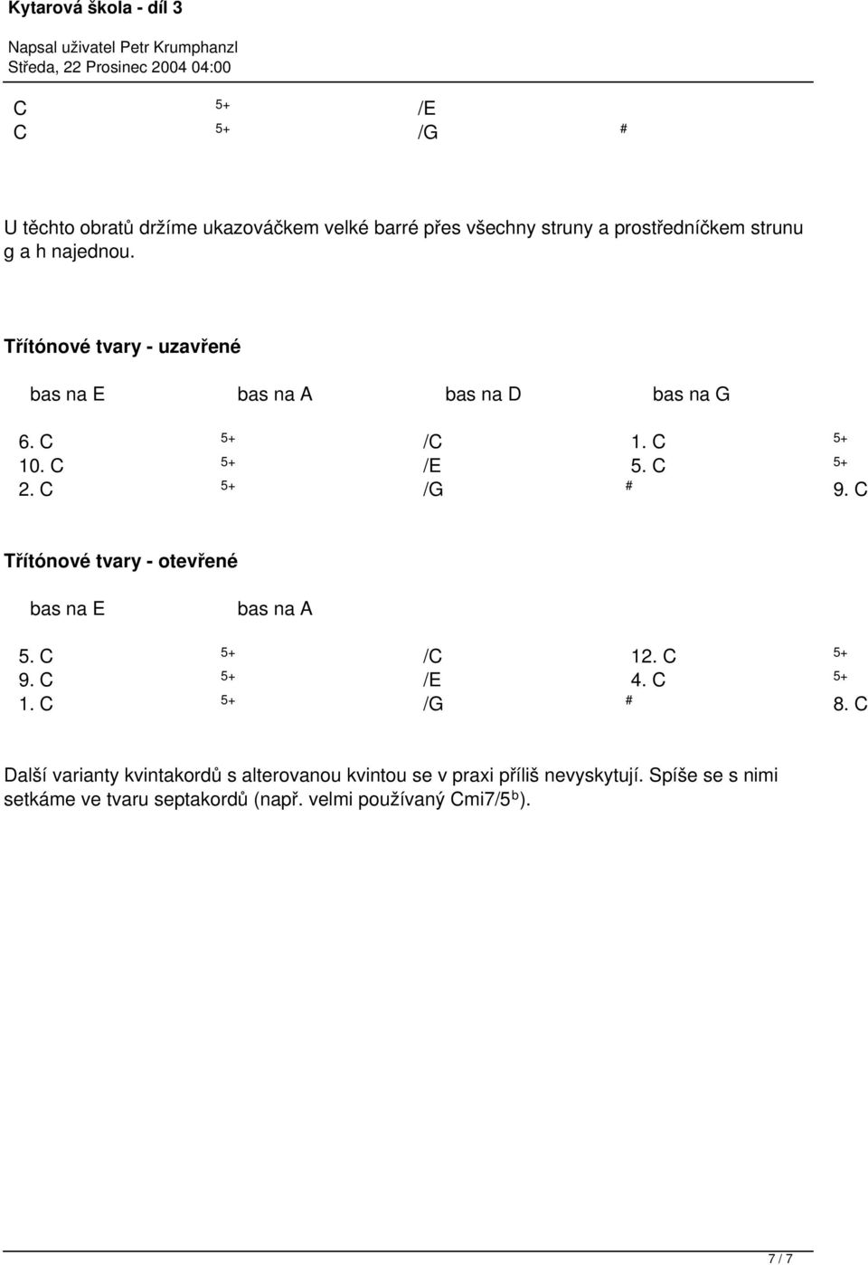 Obraty akordů. 1. C, E, G 2. E, G, c 3. G, c, e - PDF Free Download