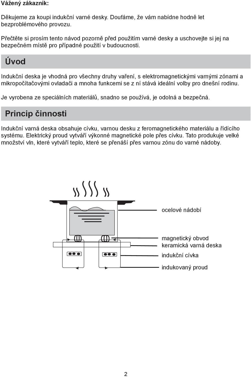 Úvod Indukční deska je vhodná pro všechny druhy vaření, s elektromagnetickými varnými zónami a mikropočítačovými ovladači a mnoha funkcemi se z ní stává ideální volby pro dnešní rodinu.