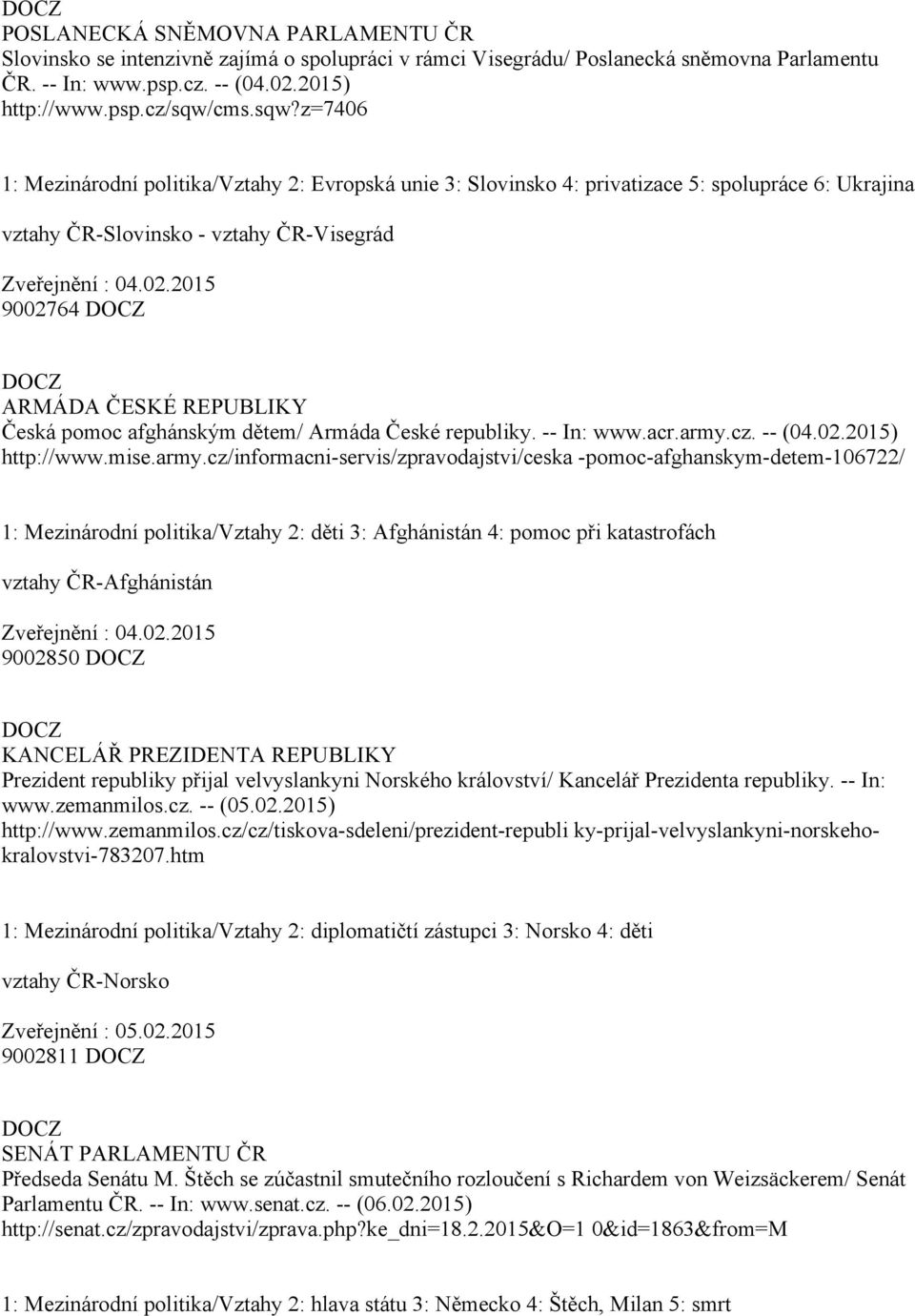 2015 9002764 ARMÁDA ČESKÉ REPUBLIKY Česká pomoc afghánským dětem/ Armáda České republiky. In: www.acr.army.