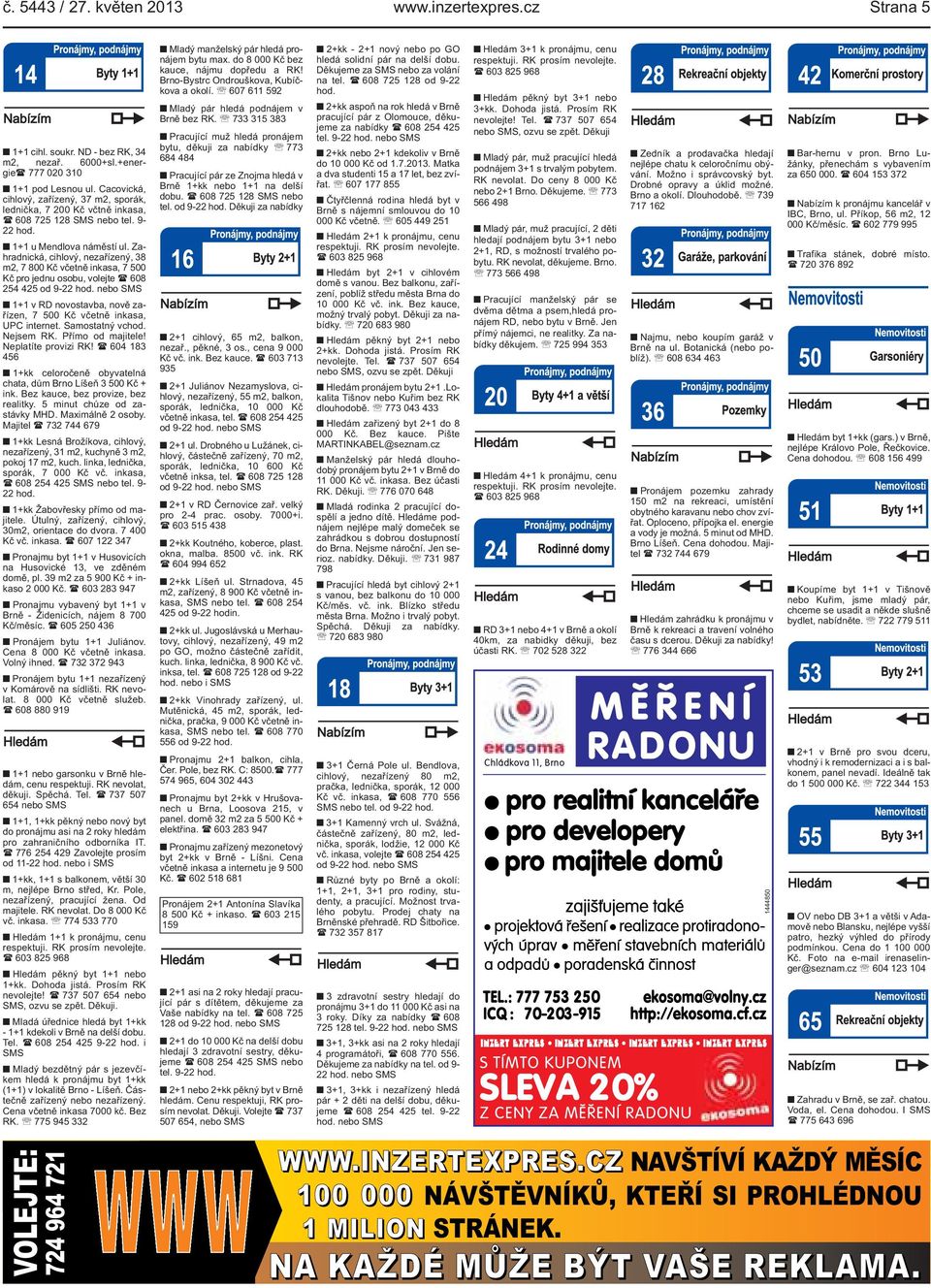 Zahradnická, cihlový, nezařízený, 38 m2, 7 800 Kč včetně inkasa, 7 500 Kč pro jednu osobu, volejte ( 608 254 425 od 9-22 hod.