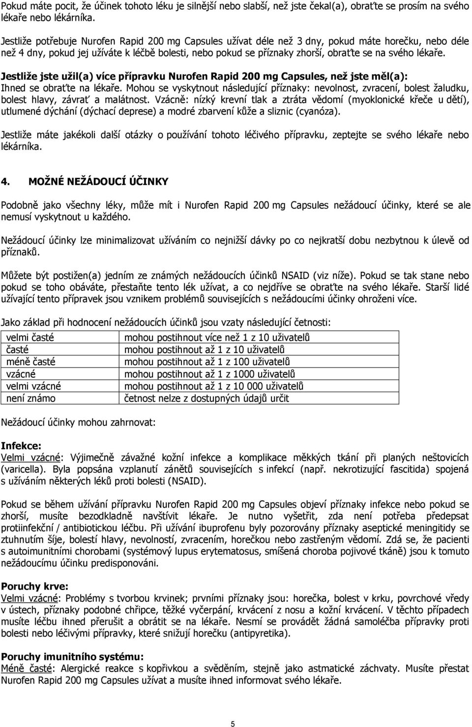 lékaře. Jestliže jste užil(a) více přípravku Nurofen Rapid 200 mg Capsules, než jste měl(a): Ihned se obraťte na lékaře.