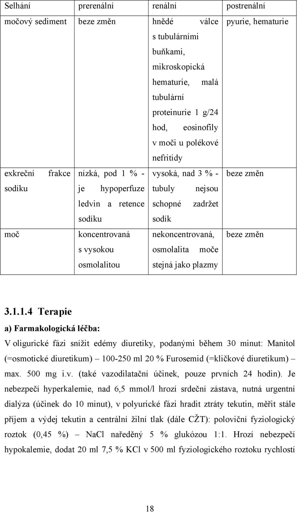 beze změn s vysokou osmolalita moče osmolalitou stejná jako plazmy 3.1.