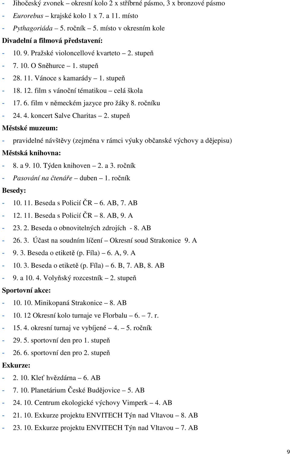 film s vánoční tématikou celá škola - 17. 6. film v německém jazyce pro žáky 8. ročníku - 24. 4. koncert Salve Charitas 2.