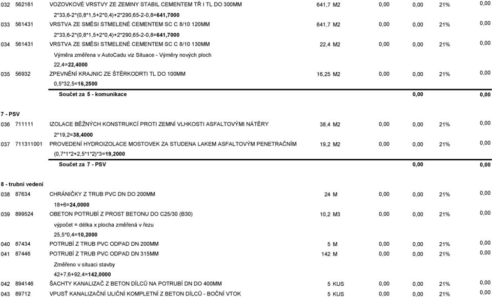 KONSTRUKCÍ PROTI ZEMNÍ VLHKOSTI ASFALTOVÝMI NÁTĚRY 38,4 M2 21% 2*19,2=38,4000 037 711311001 PROVEDENÍ HYDROIZOLACE MOSTOVEK ZA STUDENA LAKEM ASFALTOVÝM PENETRAČNÍM 19,2 M2 21%