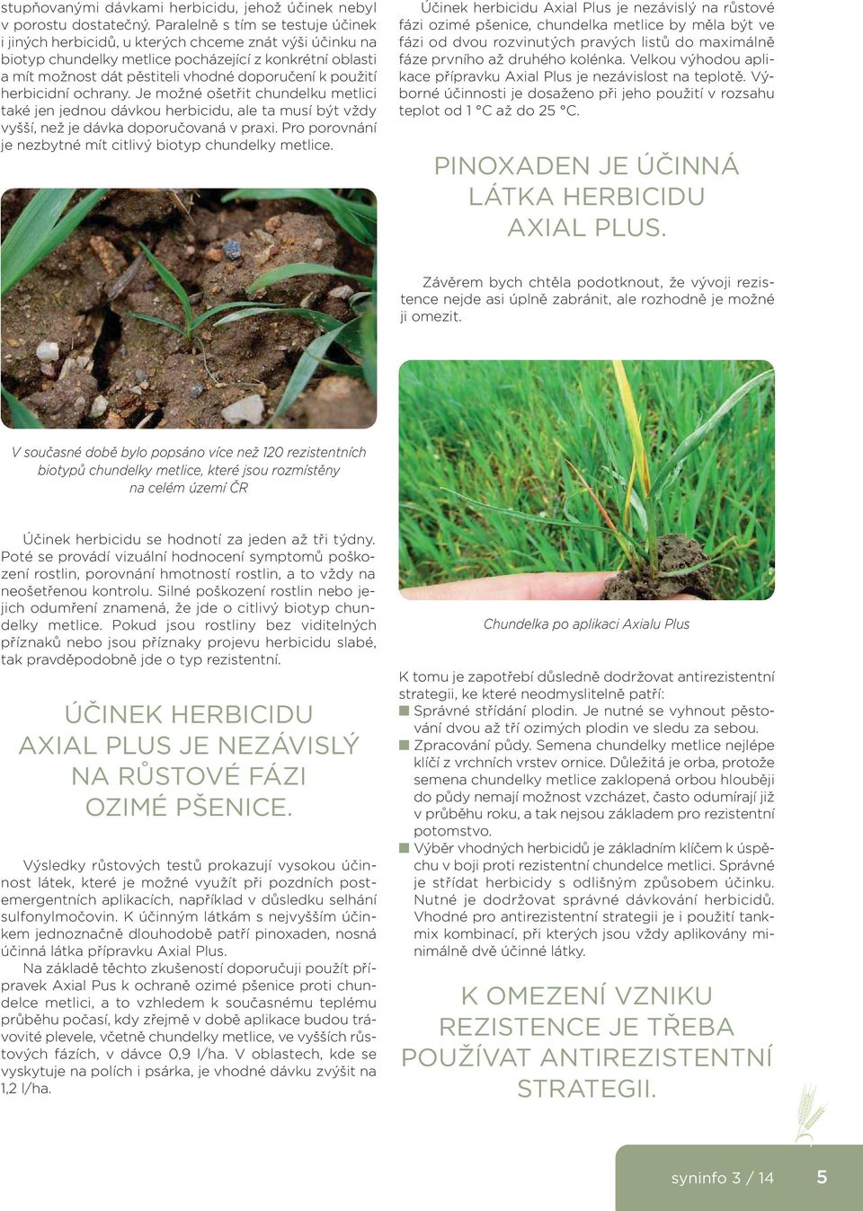 použití herbicidní ochrany. Je možné ošetřit chundelku metlici také jen jednou dávkou herbicidu, ale ta musí být vždy vyšší, než je dávka doporučovaná v praxi.