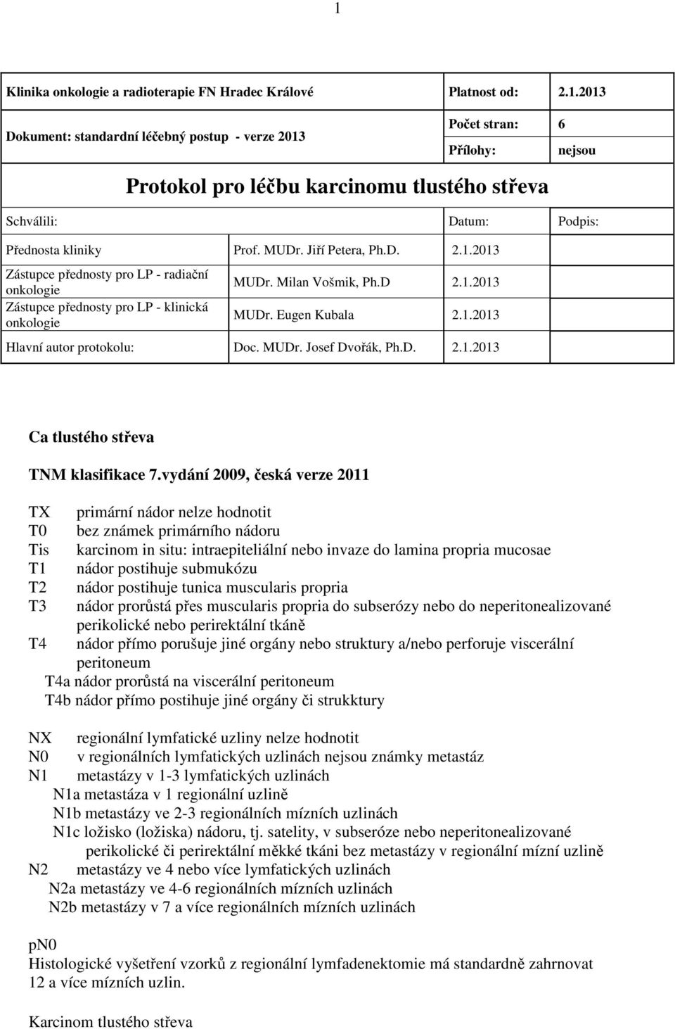 MUDr. Josef Dvořák, Ph.D. 2.1.2013 Ca tlustého střeva TNM klasifikace 7.