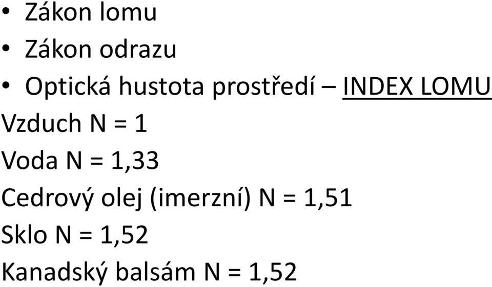 N = 1,33 Cedrový olej (imerzní) N =