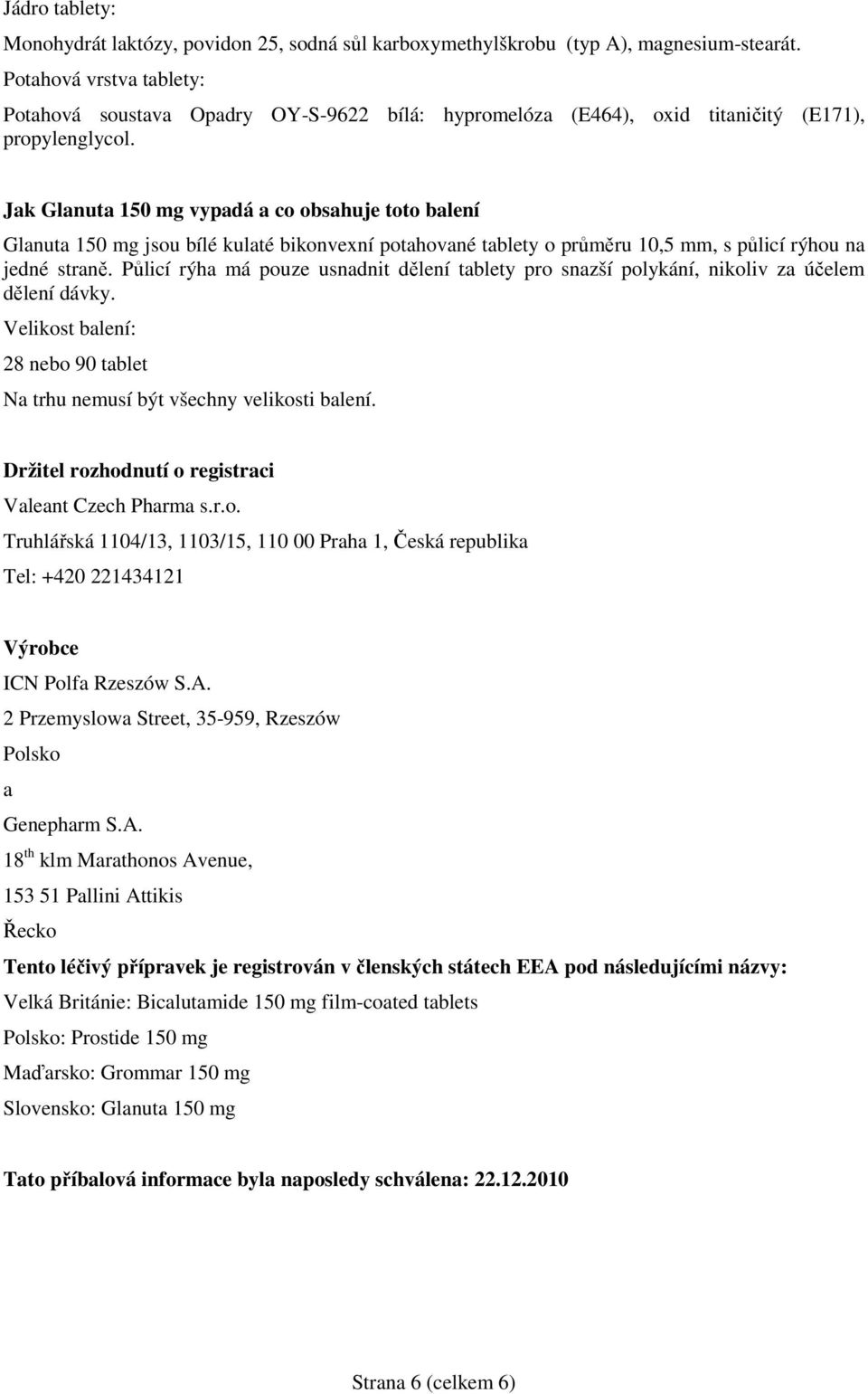 Jak Glanuta 150 mg vypadá a co obsahuje toto balení Glanuta 150 mg jsou bílé kulaté bikonvexní potahované tablety o průměru 10,5 mm, s půlicí rýhou na jedné straně.