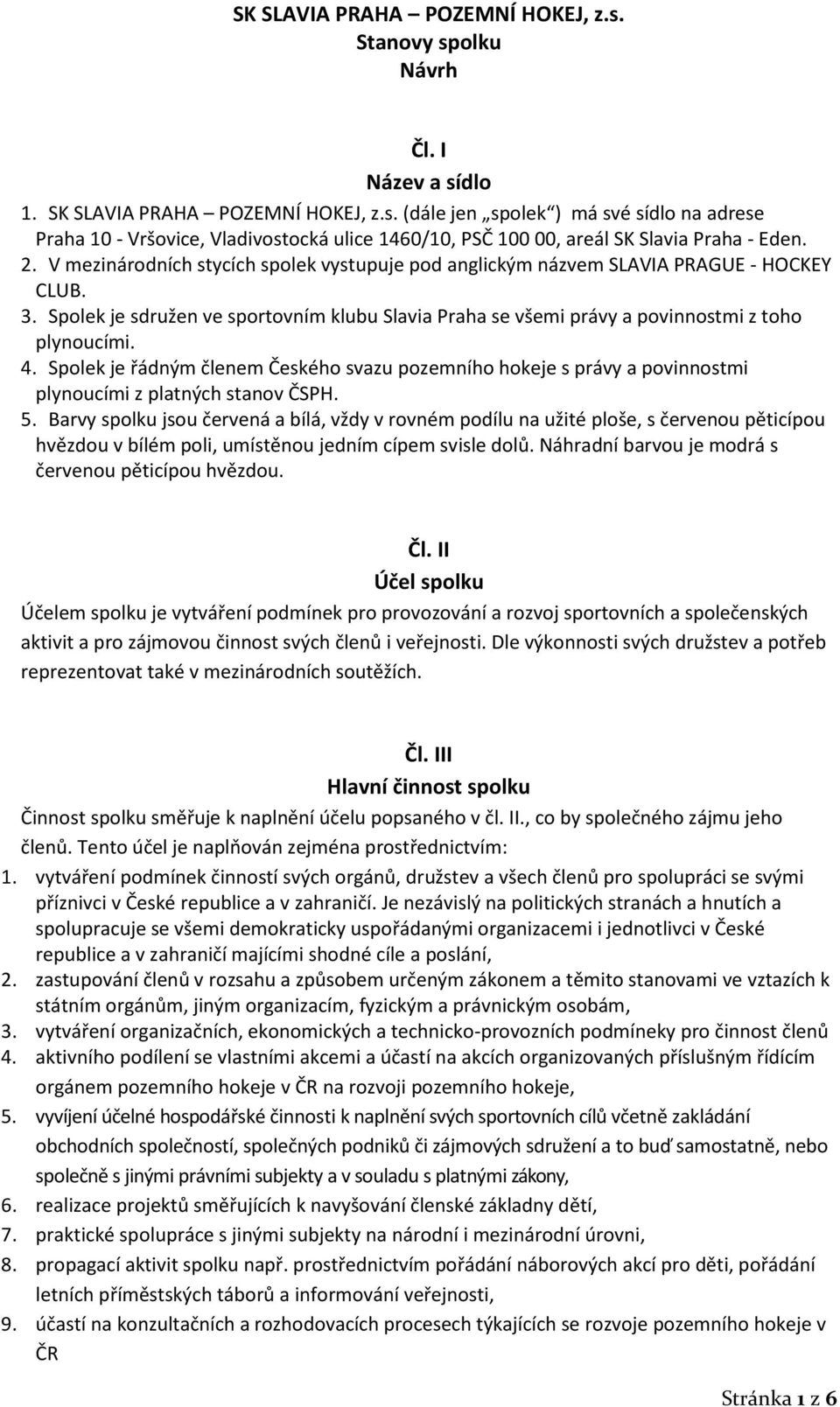 Spolek je řádným členem Českého svazu pozemního hokeje s právy a povinnostmi plynoucími z platných stanov ČSPH. 5.