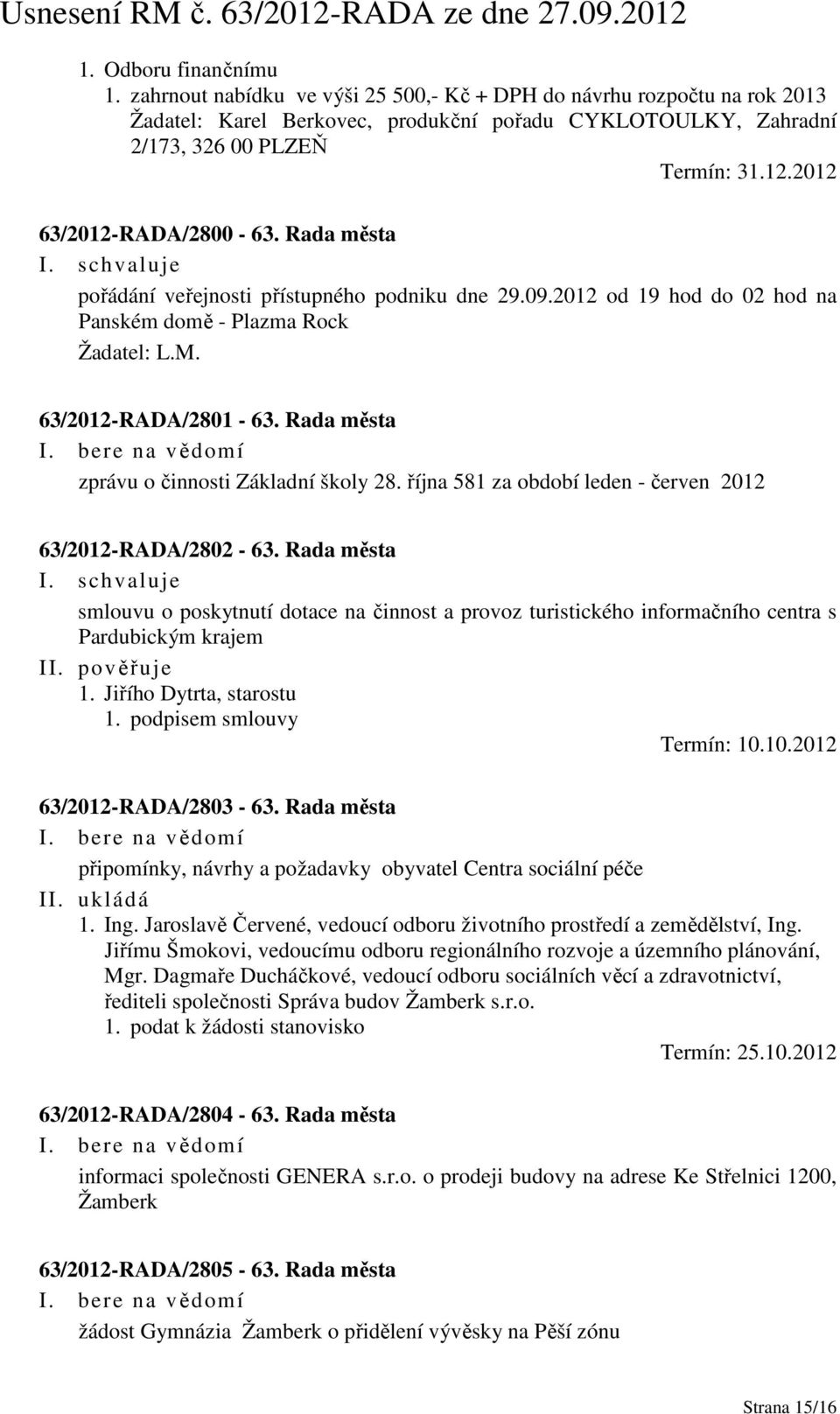 Rada města zprávu o činnosti Základní školy 28. října 581 za období leden - červen 2012 63/2012-RADA/2802-63.