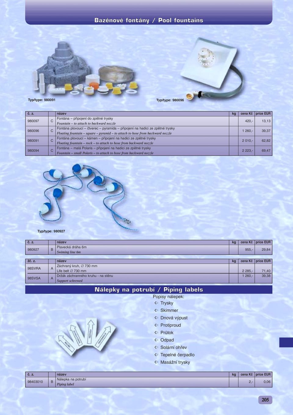 trysky 2 010,- 62,82 Floating fountain rock to attach to hose from backward nozzle 980094 C Fontána malá Polaris pfiipojení na hadici ze zpûtné trysky 2 223,- 69,47 Fountain small Polaris to attach