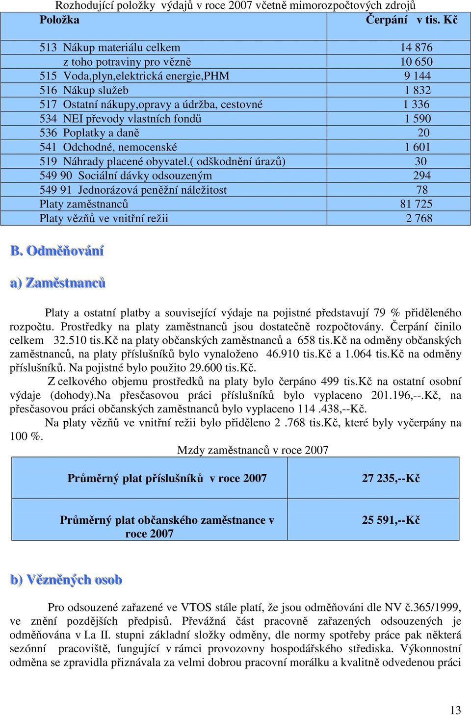 převody vlastních fondů 1 590 536 Poplatky a daně 20 541 Odchodné, nemocenské 1 601 519 Náhrady placené obyvatel.