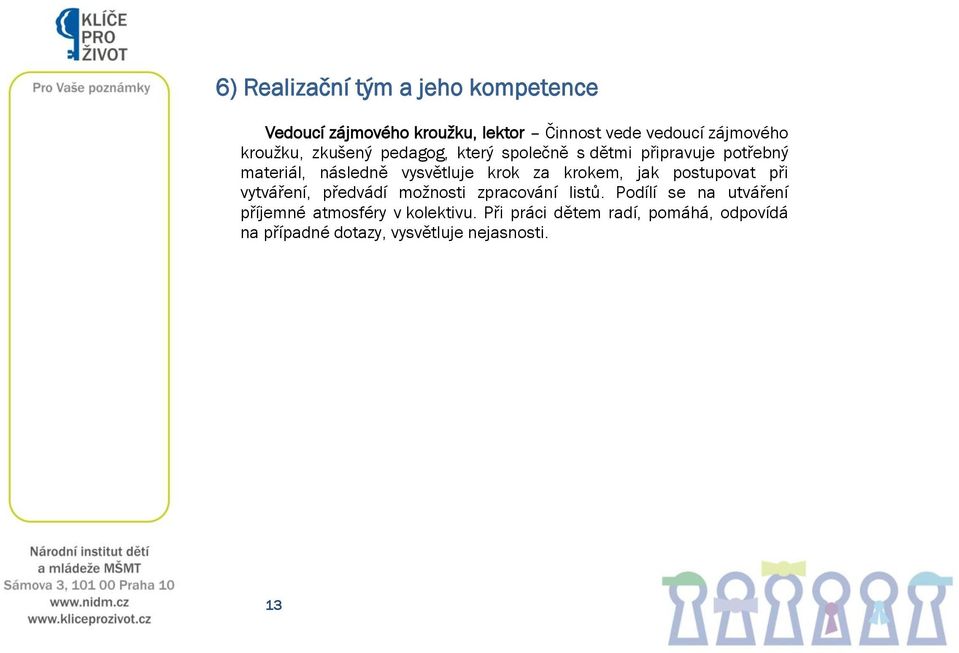 za krokem, jak postupovat při vytváření, předvádí možnosti zpracování listů.