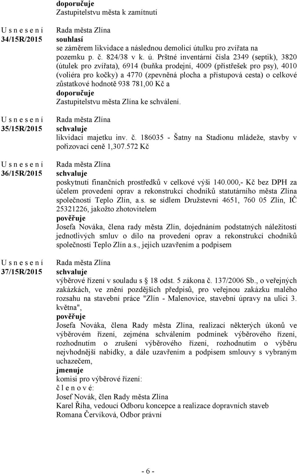 Prštné inventární čísla 2349 (septik), 3820 (útulek pro zvířata), 6914 (buňka prodejní, 4009 (přístřešek pro psy), 4010 (voliéra pro kočky) a 4770 (zpevněná plocha a přístupová cesta) o celkové