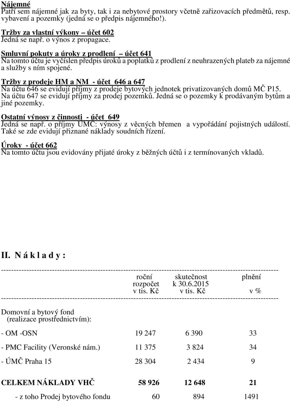 Smluvní pokuty a úroky z prodlení účet 641 Na tomto účtu je vyčíslen předpis úroků a poplatků z prodlení z neuhrazených plateb za nájemné a služby s ním spojené.