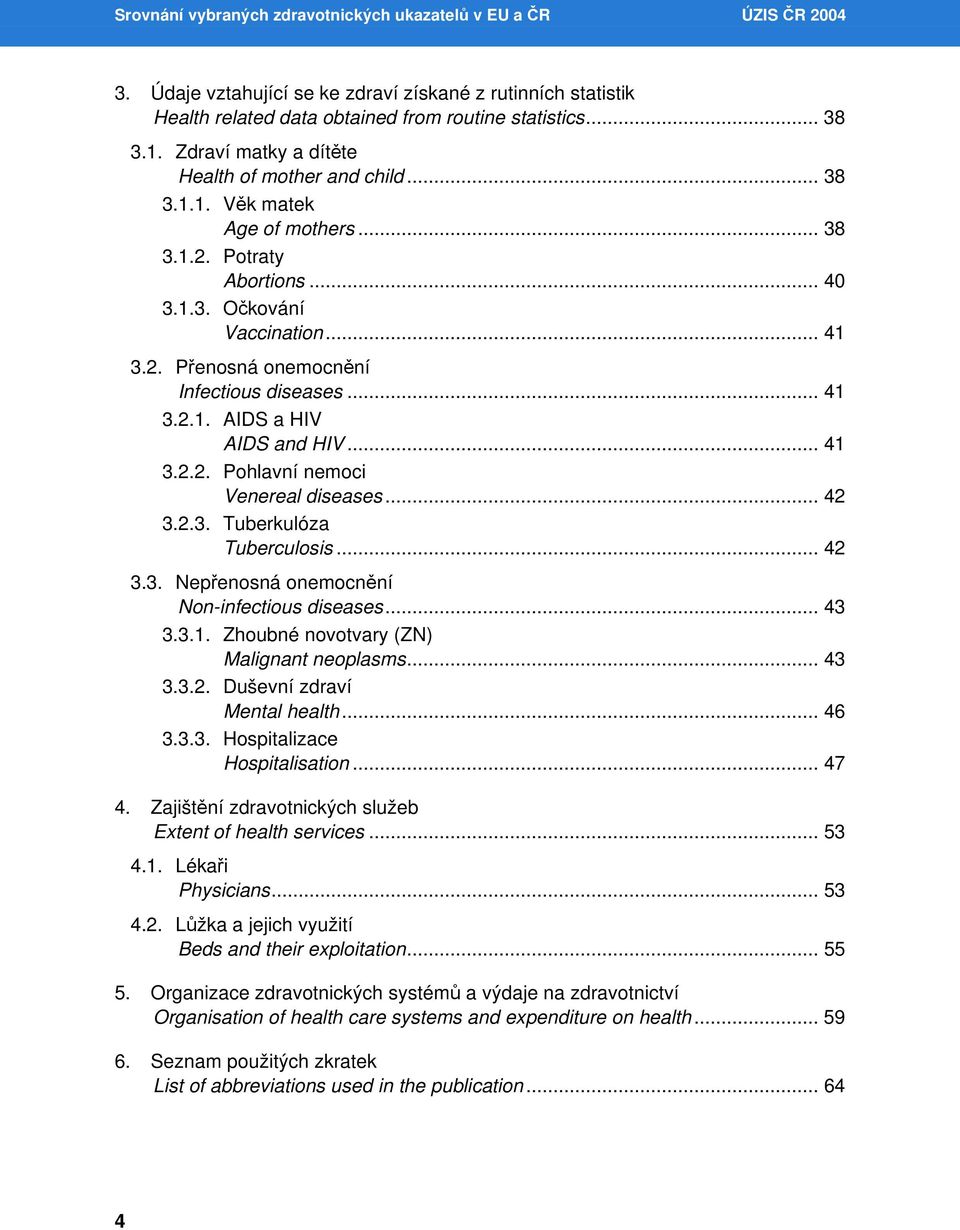 .. 41 3.2.1. AIDS a HIV AIDS and HIV... 41 3.2.2. Pohlavní nemoci Venereal diseases... 42 3.2.3. Tuberkulóza Tuberculosis... 42 3.3. Nepřenosná onemocnění Non-infectious diseases... 43 3.3.1. Zhoubné novotvary (ZN) Malignant neoplasms.