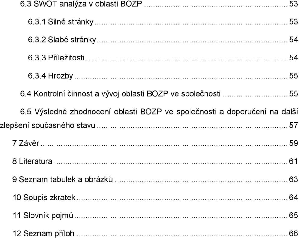 4 Kontrolní činnost a vývoj oblasti BOZP ve společnosti... 55 6.